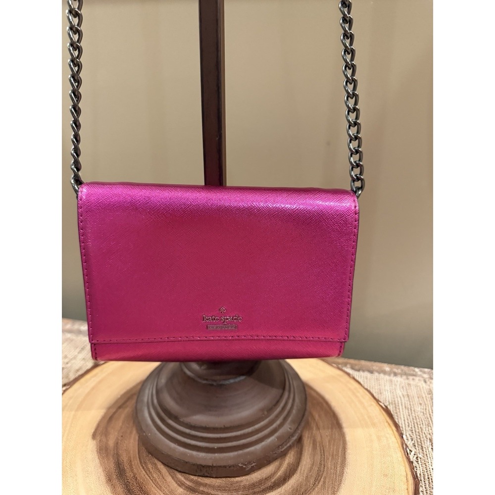 Kate Spade Cameron Street Metallic Cami Crossbody Bag BAJAROSE Metallic Pink New - Picture 2 of 11